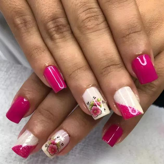 Descubra o equilíbrio perfeito com nossa combinação clássica de rosa e branco para suas unhas. Agende sua visita e deixe suas mãos falarem por você!"