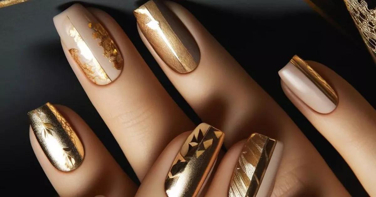 Unhas com Folha de Ouro: O Toque de Luxo para suas Mãos
