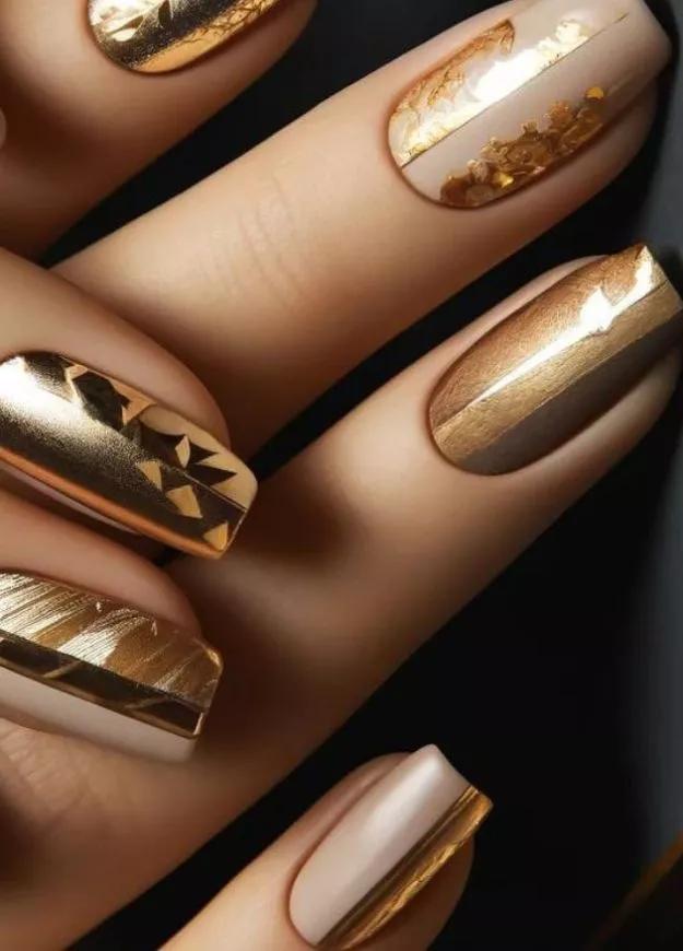 Unhas com Folha de Ouro: O Toque de Luxo para suas Mãos
